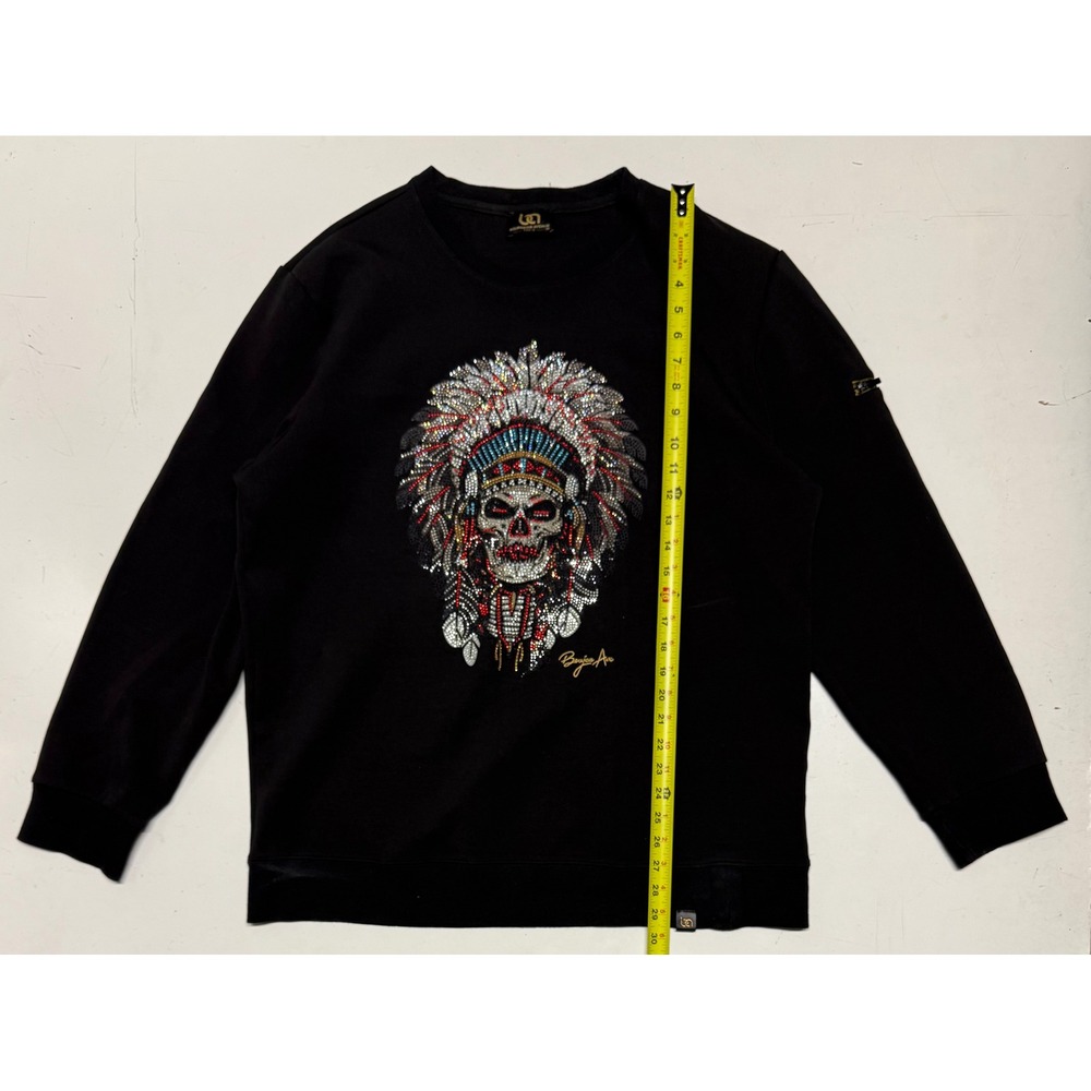 Bourgeois Avenue Mens Black Skull Indian Headdress Graphic Sweatshirt 3XL‎